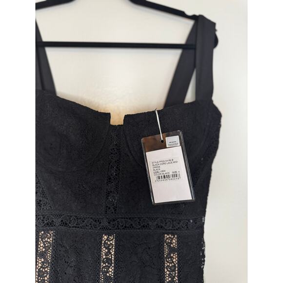 Self-Portrait NWT coquette Black floral Bodycon lace sleeveless midi dress US 4 - Picture 14 of 16